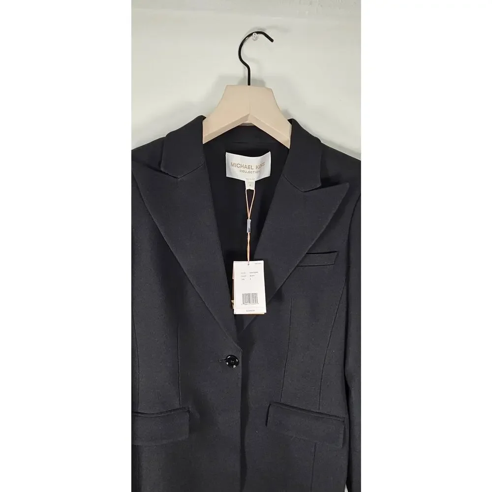 2290 Michael Kors Women Black Georginia Double Crepe‎ Blazer Jacker Size 8